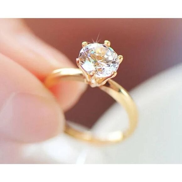 New 1CT. Genuine Moissanite Diamond Solitaire Engagement Ring Sz 6~18KYGP/925SS - Picture 5 of 8